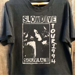 Slowdive Souvlaki Tour 1994 Band Graphic Charcoal Grey T-Shirt